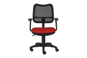 Кресло CH-797AXSN Ткань/Сетка/Пластик/Металл, Красный 26-22 (ткань)/Чёрный (сетка)/Чёрный (пластик)