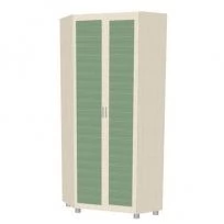 Шкаф угловой для одежды и белья ШК-806 дуб беленый/зеленый